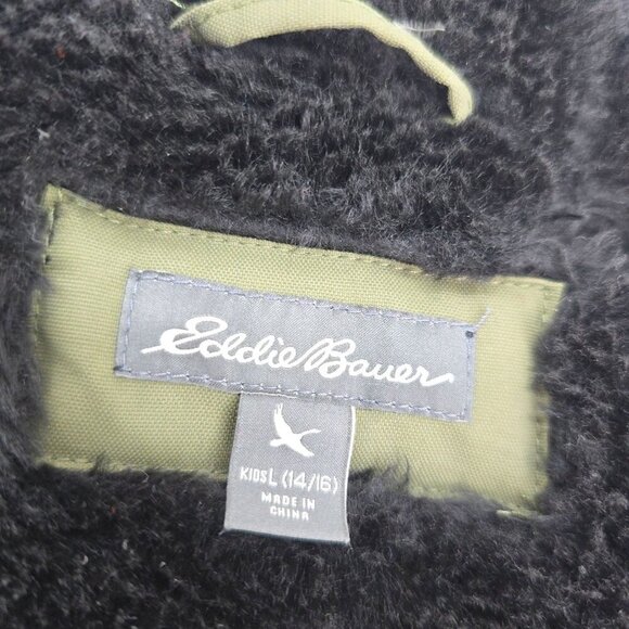 Eddie Bauer Superior Winter Down Parka Jacket Kids Size XXL (14/16) SAge Olive G - Picture 10 of 10